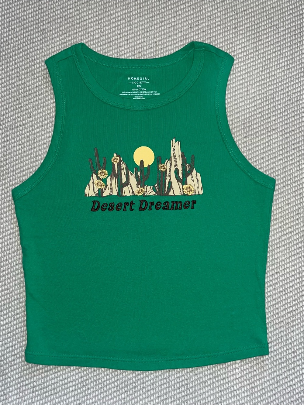Homegirl Society Green Desert Dreamer Western Country Girl Graphic Tank Sz Xs